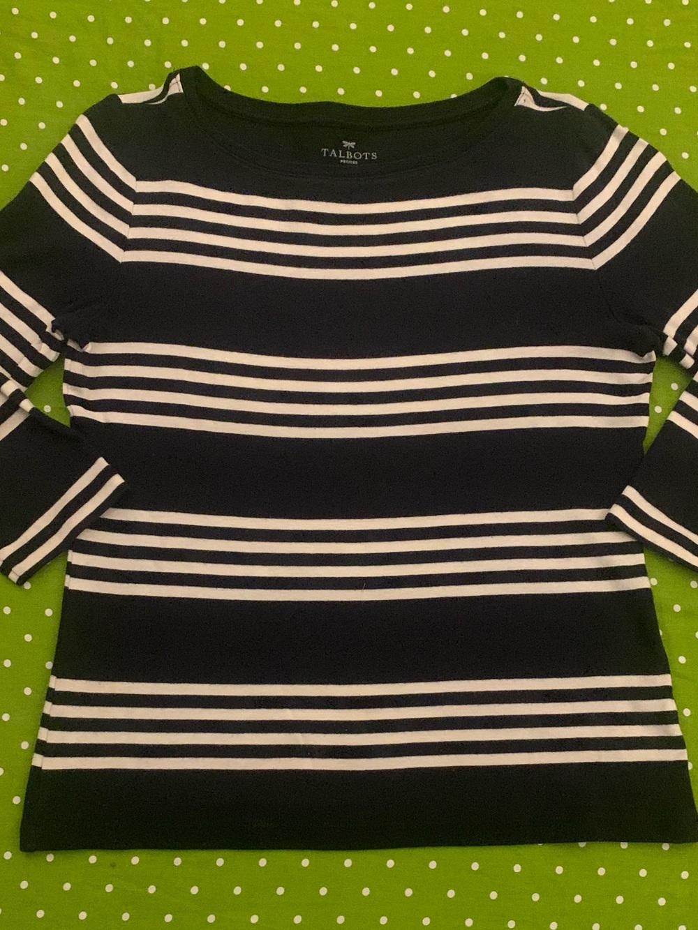 TALBOTS PETITES 100% Cotton Striped Jersey